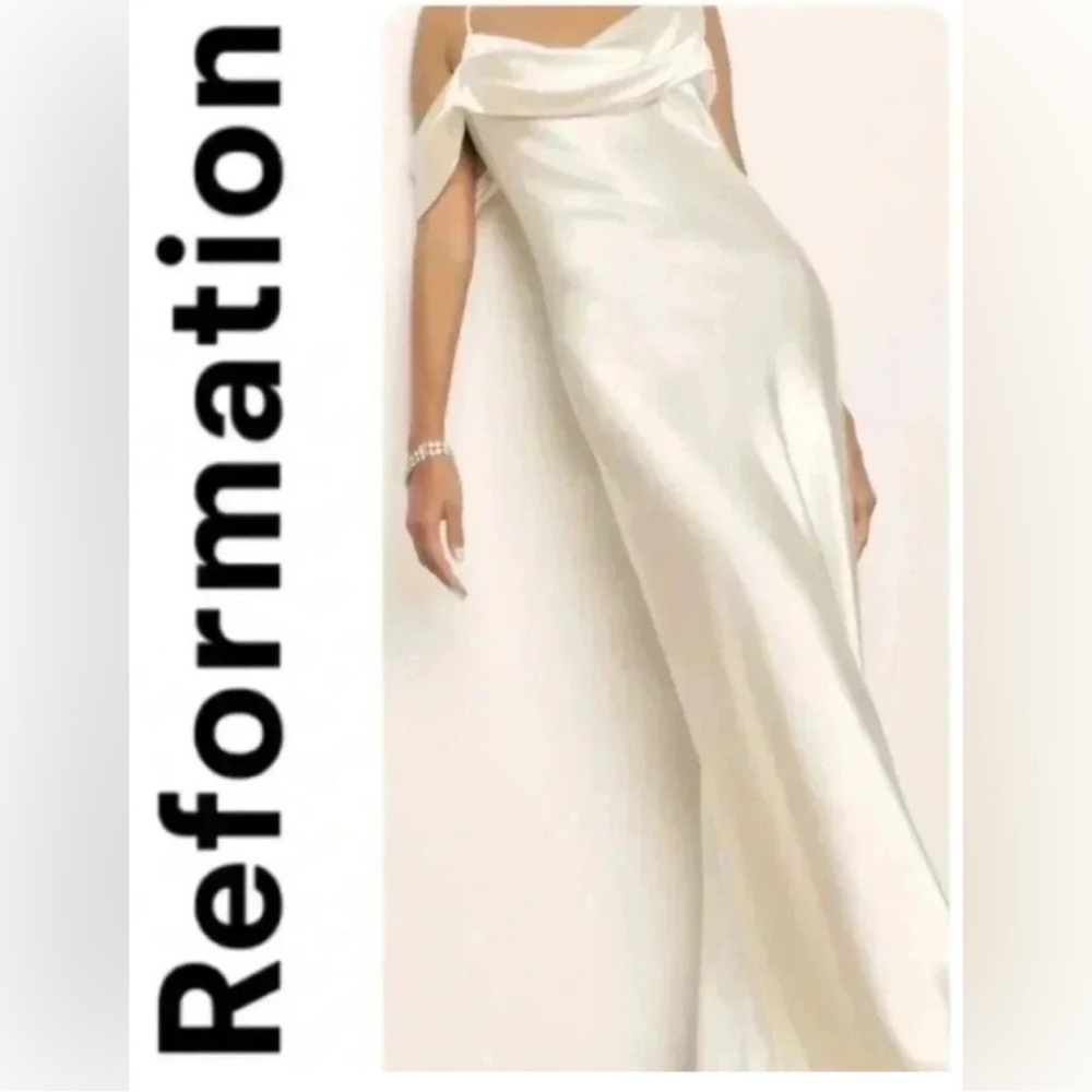 Reformation Ronda Silk Dress White
